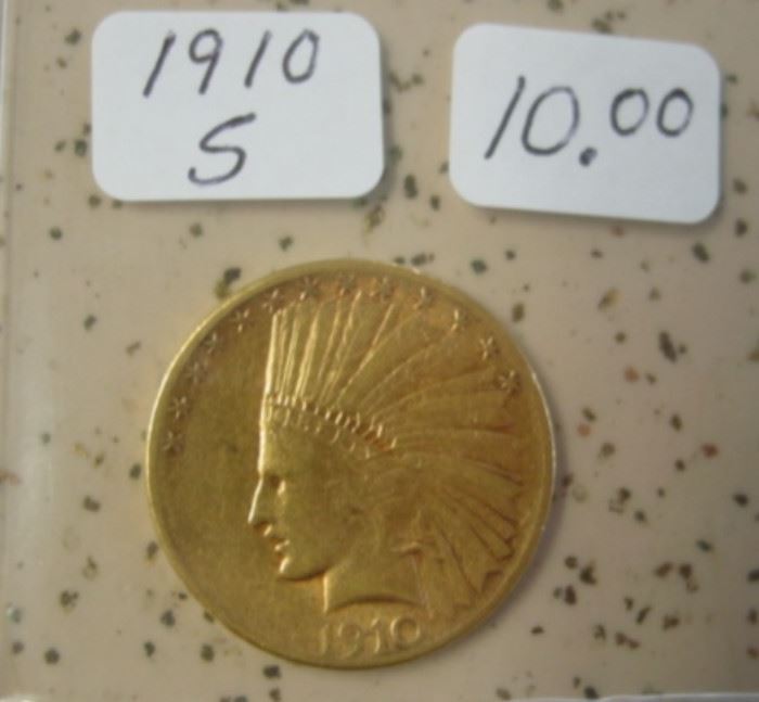 1910-S Gold $10.00 Indian Head Coin