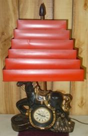 1950's Horse Lamp w/Clock