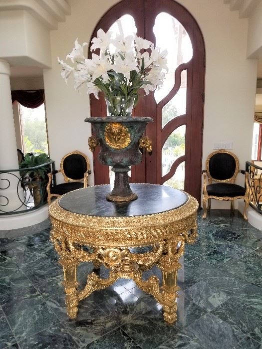 Authentic antique Louis XVI foyer table with marble top in flawless condition