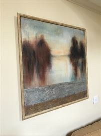 Oil on canvas in wood frame, signed HB, purchased from Ann Jackson Gallery ($2,488) 43" by 43"
