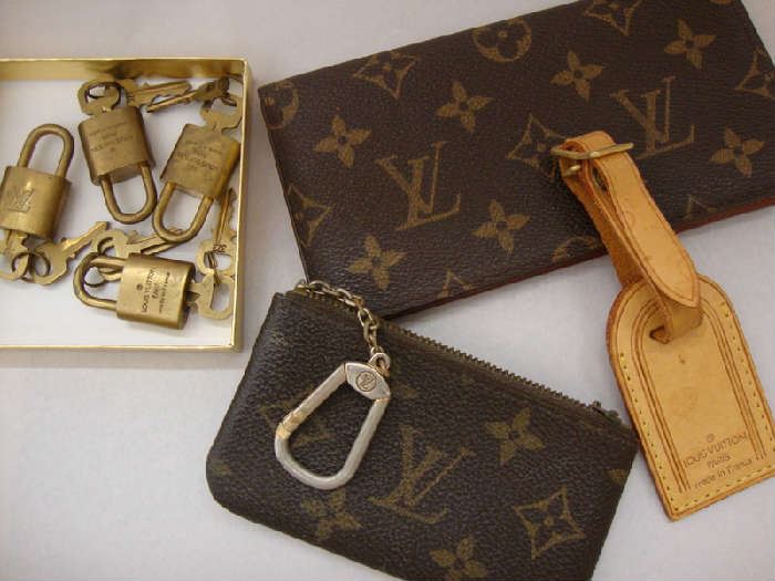 Louis Vuitton Check Book Cover, Coin Purse, Luggage Tag, and padlocks