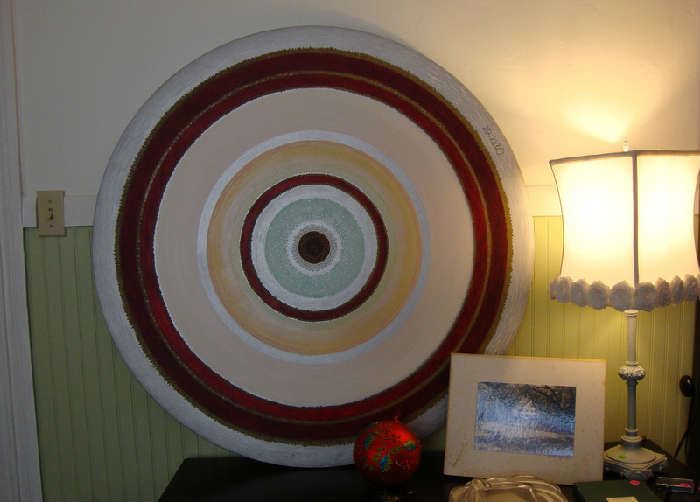 Large Circular Oil Painting by Carver