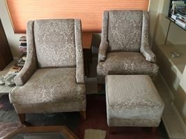 Ethan Allen chairs with one ottoman. Custom ordered 2015 for $1,200.00 each