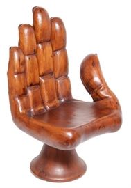 19. Mid Century Carved Wood Hand Chair