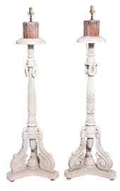 50a. Pair Louis XVI Style Wooden Torcheres