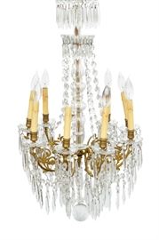 69. Bronze and Crystal Eight Arm Chandelier