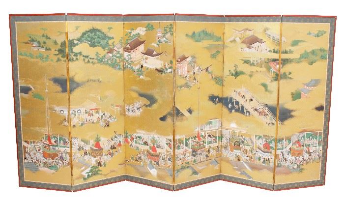 73. Antique Six Panel Chinese Screen