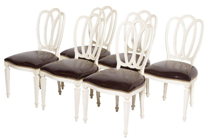 394. Set of Six Painted Ribbon Back Dining Chairs