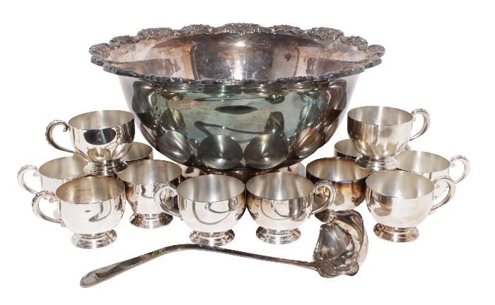 408. Silver Plate Punch Bowl Set