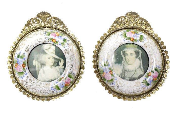 450. Pair of Empire Style Miniature Frames Porcelains