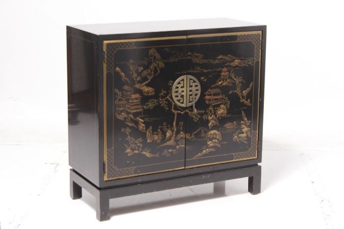 456. Chinese Black Lacquer Cabinet
