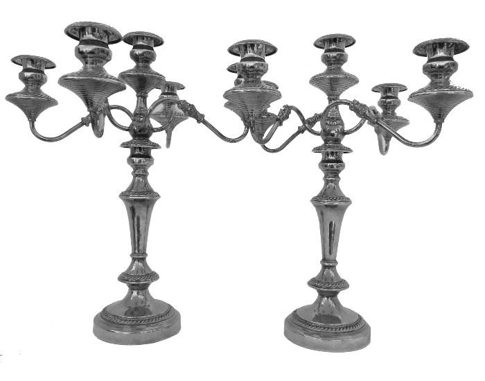 484. Pair of Silverplated Candelabra