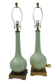 494. Pair Green Chinese Lamps
