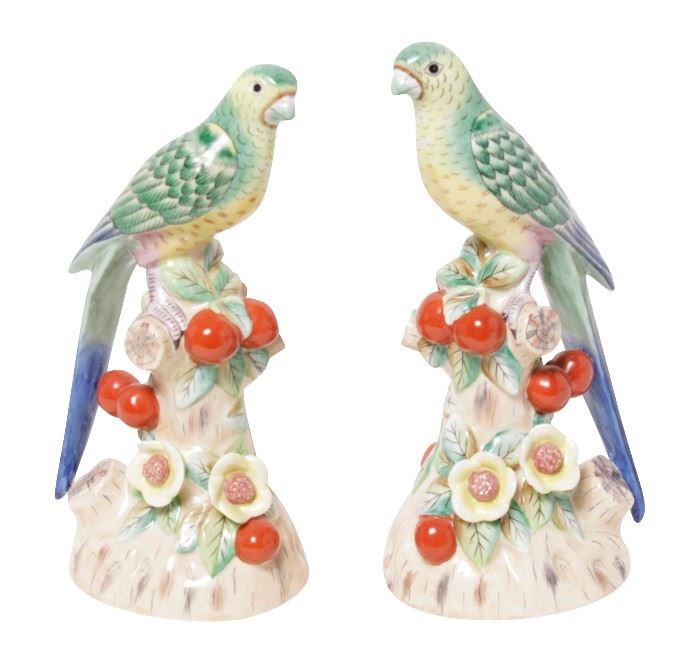 503. Pair Porcelain Parrots by Chelsea House