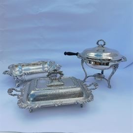500. Three Silverplated Serving Dishes