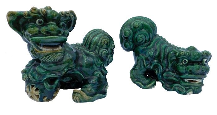 520. Pair Green Foo Dogs