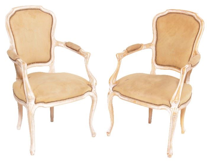 611. Pair Louis XV Style Upholstered Fautueils
