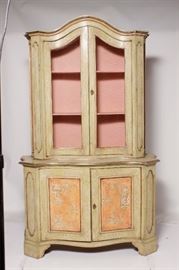 615. Italian Rococo Style Green Painted Bookcase