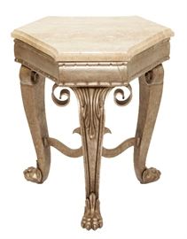 629. SHERRILL Three Leg Metal Table With Marble Top