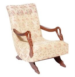 656. Swan Upholstered Rocking Chair