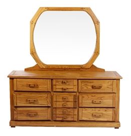 663. Oak Chest with Mirror