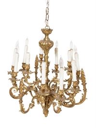 115a. French Gilt Bronze Rococo Style Chandelier