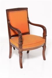 143. French Late Empire Walnut Fauteuil