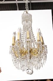 142. Bronze and Crystal Chandelier