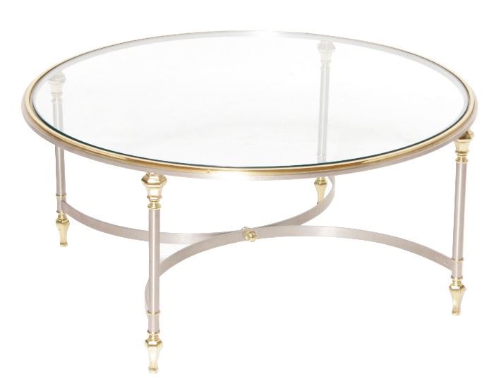169. Mid C Steel Brass Round Coffee Table