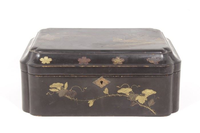 176a. 19th C Chinese Export Lacquer Tea Caddy