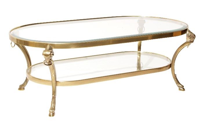182. Neoclassical Brass Coffee Table