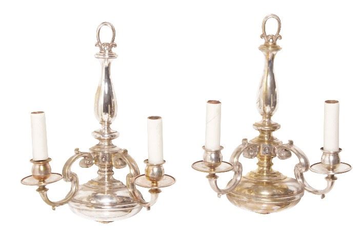 211. Pair Silver Plated Bronze Sconces