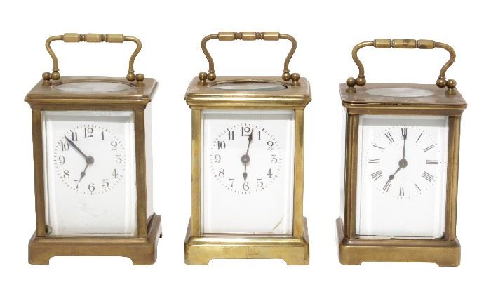 220. Three Brass Carriage Clocks