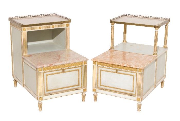 225. Two Louis XVI Style Painted Step Tables