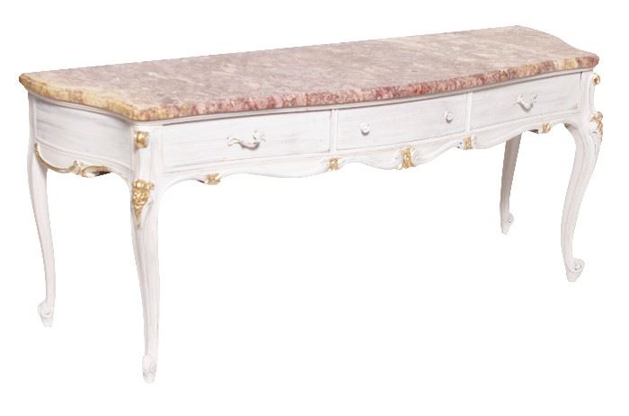 264. Louis XV Style Antique Painted Marble Top Console