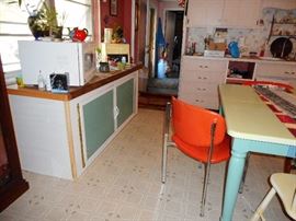 Vintage bread Box, wooden kitchen table