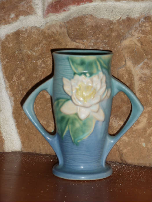 Roseville Pottery Water Lily Blue Vase