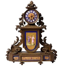 36. French Bronze And Enamel Mantel Clock