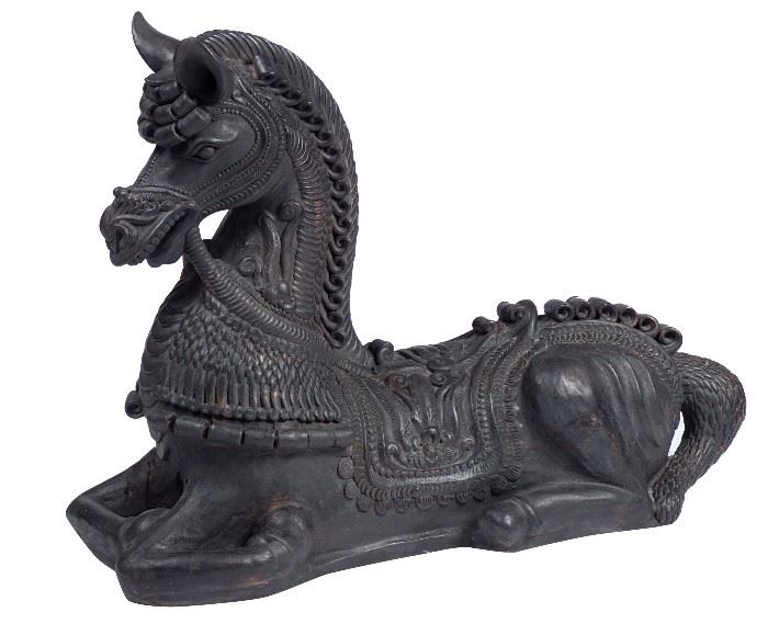 43. Large Asian Figural Horse Roof Ornament
