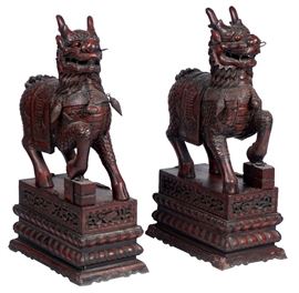 51. Pair Of Qilin Mythical Temple Guardians