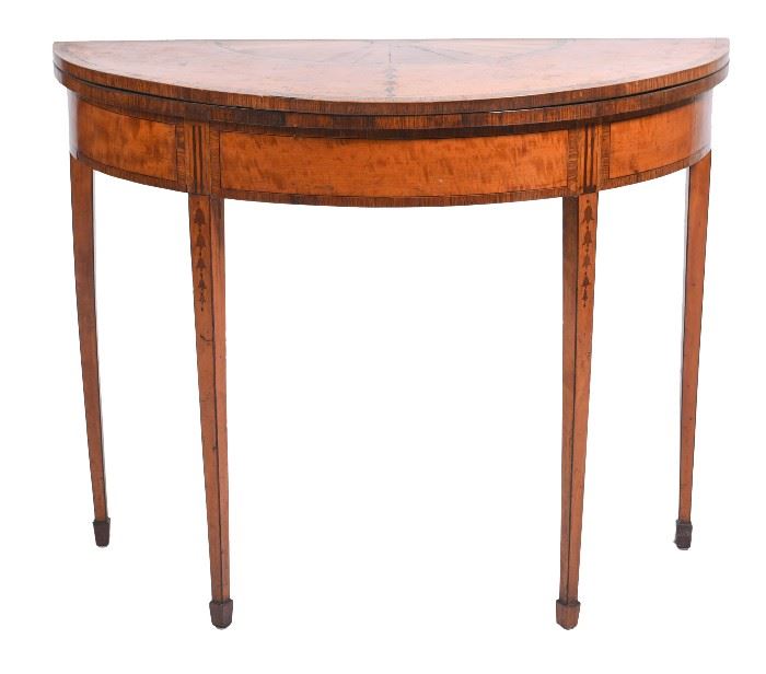 55. Hepplewhite Satinwood Demilune Table C 1790