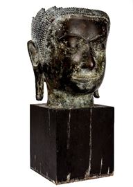 60. Antique Bronze Buddha Head