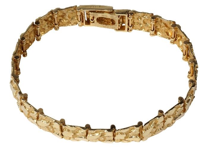 87. 14k Yellow Gold Nugget Bracelet