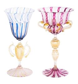 98. Two Giampaolo Nason Venetian Glass Goblets