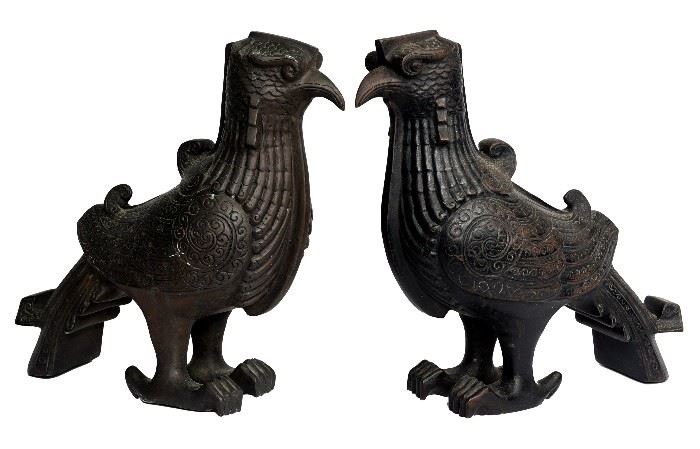 115a. Pair of Asian Bronze Bird Figures