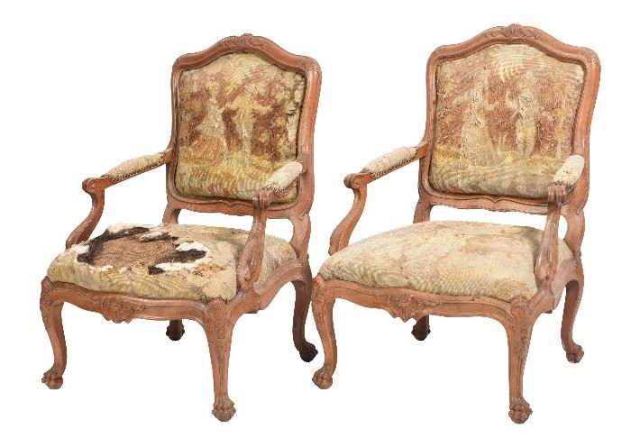 155. 19th C French Pair Bergeres Chairs