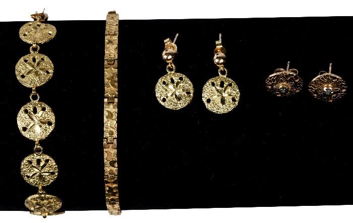 169. Ladies 14k Gold Sand Dollar Motif Jewelry 15 Gr
