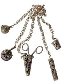 178. Silver Plated Chatalaine With Five Implements
