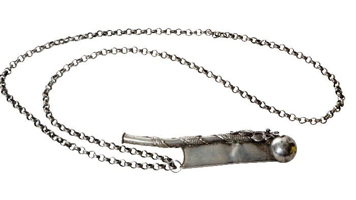 209. Chinese Whistle With Silver Chain