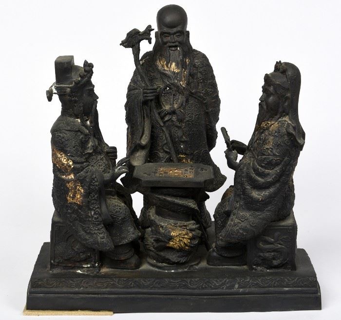 218. Antique Chinese Cast Metal Figural Group
